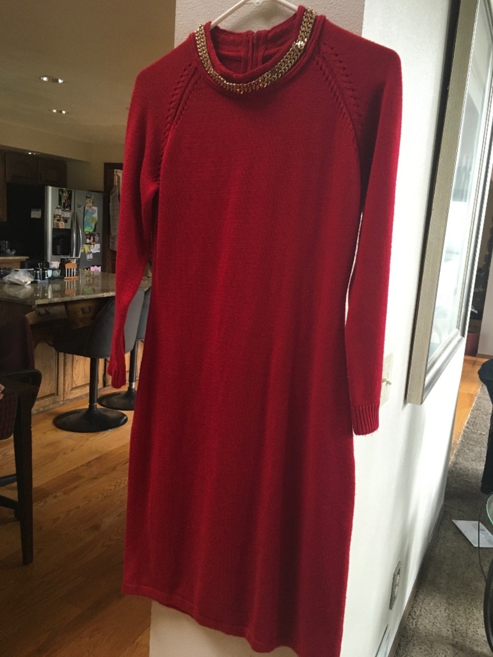 Red Knit Mid Length Dress byCalvin Klein